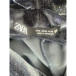 ZARA Velvet Glitter Ruched Longsleeve Mock Neck Bodysuit Snap Crotch M Navy Blue Photo 5