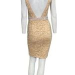 Jovani  Lace Rhinestone Open Back Cocktail Dress Beige Size 2 NWT Photo 1