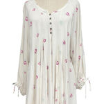 Free People  Winter Sun Floral Tunic Dress White Pink Small Oversized Boho Casual Photo 0