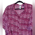 Catherines Business Casual Button Up Short Sleeved Pink Blouse Size 3XWP Photo 1