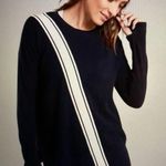 Athleta  Streetwise Navy White Sweater Relaxed Thumbholes Cotton Crew Neck XS Photo 0