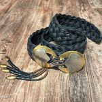 Marjorie Baer vintage braided Belt with metal buckle and beaded fringe detail Black Photo 1