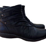 Cobb‎ Hill Rockport Leather Ankle Penfield Women’s Black Pleat Bootie Size 9.5 N Photo 0