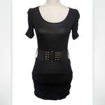 Body Central Black Removable Studded Belt Mini Dress Small Photo 4