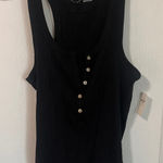 Aerie  Ribbed Tank Top Button Front Racerback Sleeveless Black Medium NWT‎ Photo 0