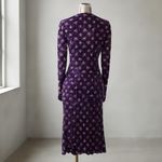 ROTATE Birger Christensen Clair Floral Pansy Midi Dress Women's Size 2 Purple Photo 6