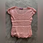 Say What? SAY WHAT? Coral Crochet Short Sleeve Women’s Sweater Top Boho Sz S EUC Photo 4