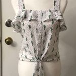 Elodie  Ruffled Green/White Cactus Tank Top XS Summer Costal Cowgirl Western Photo 2