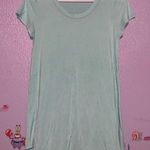 Chris & Carol light blue high low stretchy short sleeve shirt woman’s small Photo 0