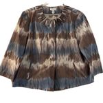 Chico's Ikat Tie Dye Blue Bron Lightweight Cropped Blazer Size 8 Photo 0