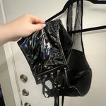 Holographic Faux Leather Halter Top Black Size L Photo 2