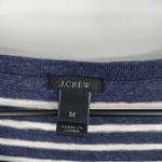 J Crew Striped 3/4 Sleeve Top Embellished Neck Navy White Size Medium Blue Photo 2