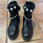 ZARA  pearl trim leather combat boots Photo 0