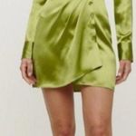 Reformation NWOT Alaine Silk shirt mini dress Avocado green sz 0 Photo 1