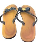 Kate Spade Bow Flip Flops Navy Blue Gold Charm Sandals Womens Size 9.5M Photo 5