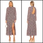 ASTR ππ Mock Neck Smocked Waist Maxi Dress ~ Brown & Purple Ditsy Floral M NWT Photo 5