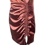 Windsor  Brown Satin Sheen Mini Dress L Sleeveless Ruched Sexy Party Clubwear Y2K Photo 5