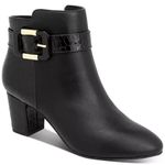 Karen Scott NEW  Faux Black Leather Booties Ankle Boots Size 7W 7 Wide Block Heel Photo 0