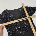 Adrianna Papell  Jumpsuit Womens 2 Black Sequined Wide Leg V‎ Neck Holiday Party Photo 8