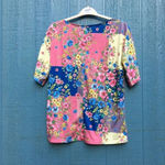 Miss Look Women Oversized Abstract Floral Patchwork Tee Large Photo 3