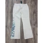 Ralph Lauren Floral Embroidered White Denim Bootcut Jeans Photo 1