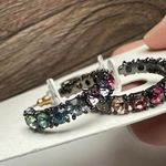 Loft Multi Color Rhinestone Gunmetal Tone Pierced Hoop Earrings NWT Photo 2