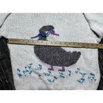Jantzen  Knit Sweater Duck Embroidered Light Blue Ramie Cotton Medium Cottagecore Photo 4