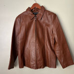 Dialogue Brown leather jacket full zip up Photo 0