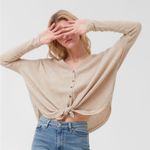 Urban Outfitters  Tan Jojo Button-Up Thermal Top Size XL Photo 0