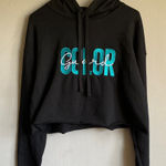 Bella Canvas  Black Hoodie with Blue Graphic Photo 0