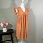 Ces Femme Dress Peach Ruffle Sleeve Fits Small Photo 2