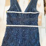Adrianna Papell Beaded V-Neck Long Gown Deep Blue Special Event Formal Size 0 Photo 9