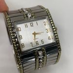 Women’s cuff bangle bracelet watch two tone crystals 36mm quartz running Photo 1