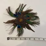Chico's Chico’s Large Wild Peacock Feather Pin/Brooch Beaded Rhinestone Metal Fastener Photo 8