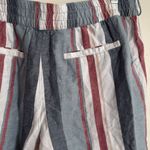 Loft Linen Blend Striped Shorts Medium Blue Red White Elastic Waist Casual Photo 6
