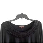 Adrienne Vittadini BLACK embellished swoop KNIT neck top LARGE Photo 4