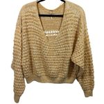 Free People  Coconut V-Neck‎ Open Knit Beachy Boho Sweater S Photo 4