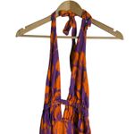 AFRM Nor Purple Orange Hibiscus Tropical Floral Print Hawaiian Halter Maxi Dress Size M Photo 6