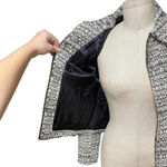 ZARA Short Zipped Tweed Jacket Blazer Cream Black Size Small Photo 7