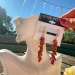 Nine West  orange yellow ears of wheat tassels Earrings gold tone drops Photo 2