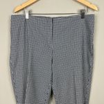 J. Jill Pants Womens 14 Navy Blue White Gingham‎ Cotton Stretch Tapered Ankle Photo 1