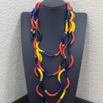 Vintage Curve Tube Glass Multi Strand Colorful Glass Bead 22” Beaded Necklace Photo 1