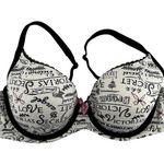 Victoria's Secret  Lined Demi Bra Graphic Print Underwired Padded White Black 34D Photo 0