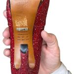 Schutz Stilletos Red Glitter Platform High Heels Lux Glam Party Shoes Size 5B Photo 9