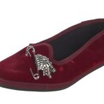 Giannico Velvet Flats Crystal Embellishments Chic Red Velvet Women's Loafers Size 7 Photo 2