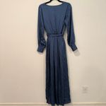 Baltic Born  Blue Satin Jenna Long Sleeve Wrap Maxi Dress L Photo 6
