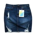 Rue 21 Women’s raw hem high rise blue denim skirt size Large Photo 0