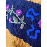 Vintage mustard yellow floral Sweater medium 80s 90s boho fall Black Photo 4