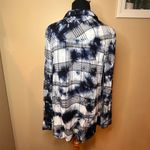 C&C California C & C California Blue Tie-Dye Button Down Plaid Blouse Beachy Top Size Medium Photo 3