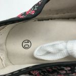 Womens Sneakers Low Top Fabric Lace Up Floral Black Pink Size 10 Photo 4